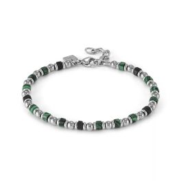   Nomination Instinctstyle nemesacél karkötő - malachit/lávakő