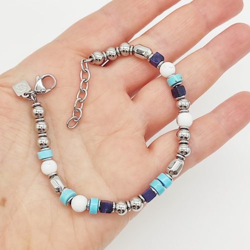 Nomination Instinctstyle nemesacél karkötő - fehér türkiz, szodalit