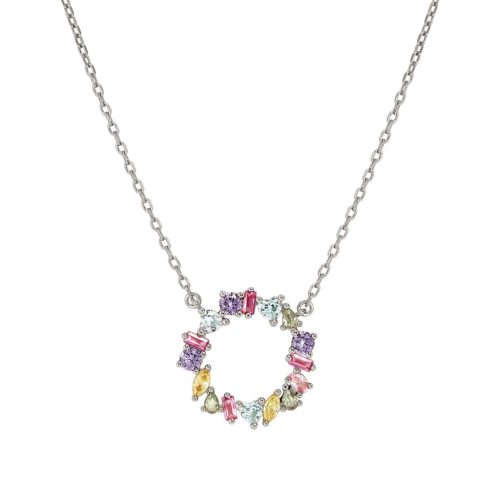Nomination ezüst nyaklánc színes köves kör medállal