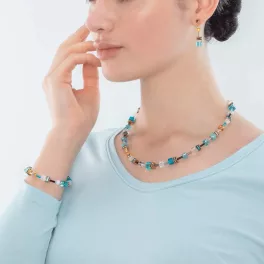 Coeur de Lion GeoCube Iconic arany-türkiz nyaklánc