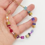 GeoCUBE Iconic metál karkötő szivárvány-arany