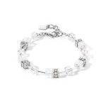 Geocube ikonikus natúr ezüst színű-fehér karkötő