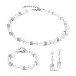 Geocube ikonikus natúr ezüst színű-fehér karkötő