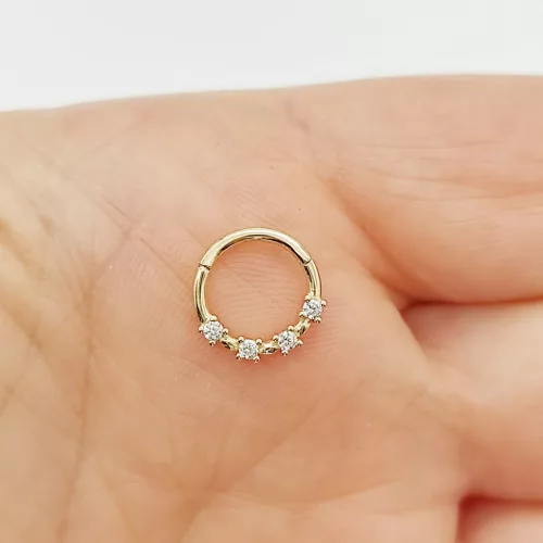 Sárga arany 4 köves migrén piercing