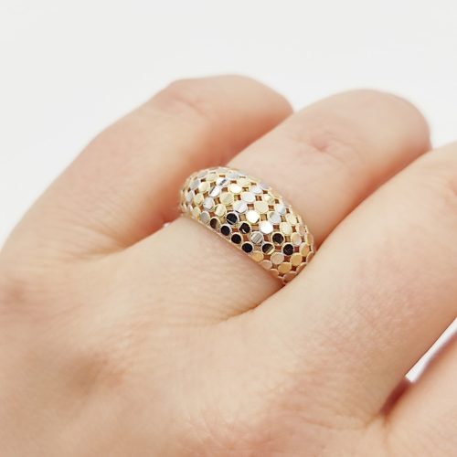 Sárga-fehér arany discogömb gyűrű