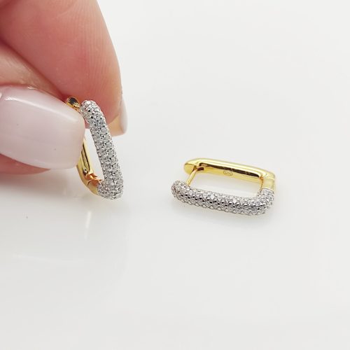 Aranyozott ezüst modern szögletes fülbevaló