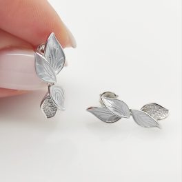 Ezüst elegáns levélke fülbevaló