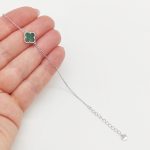 Ezüst karlánc zöld lóhere medállal