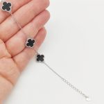 Ezüst karlánc 3 fekete lóhere medállal