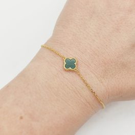 Aranyozott ezüst karlánc zöld lóhere medállal