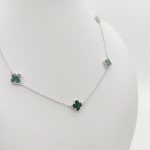 Ezüst nyaklánc 5 zöld lóhere medállal