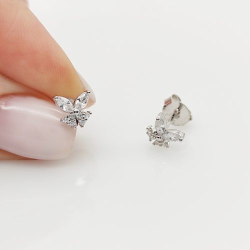 Ezüst pillangó fülbevaló