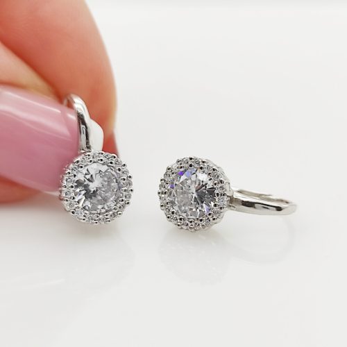 Ezüst szikrázó köves fülbevaló