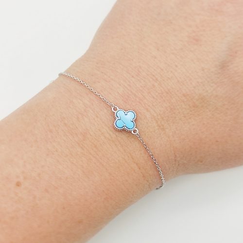 Ezüst karlánc kék lóhere medállal