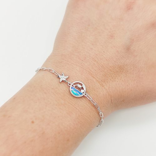 Ezüst karlánc tengeri csillaggal és delfinnel