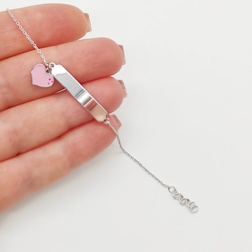 Ezüst szívecskés gyermek karlánc