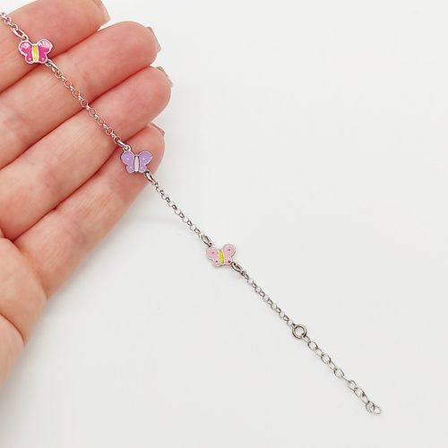 Ezüst pillangós gyermek karlánc