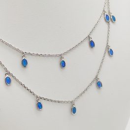 Ezüst nyaklánc kék opállal