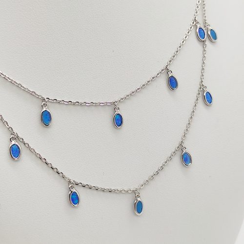 Ezüst nyaklánc kék opállal