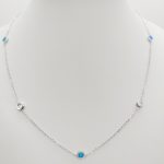 Ezüst nyaklánc kék opállal és cirkóniákkal