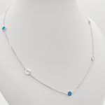 Ezüst nyaklánc kék opállal és cirkóniákkal