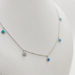 Ezüst nyaklánc kék opállal és cirkóniákkal