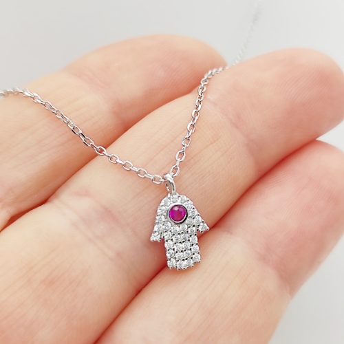 Ezüst nyaklánc Fatima keze medállal