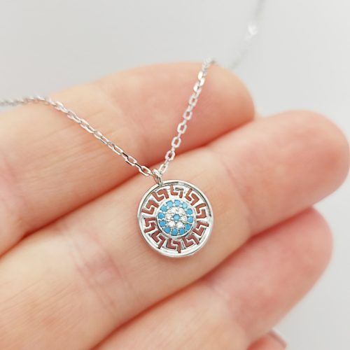 Ezüst nyaklánc görögmintás medállal