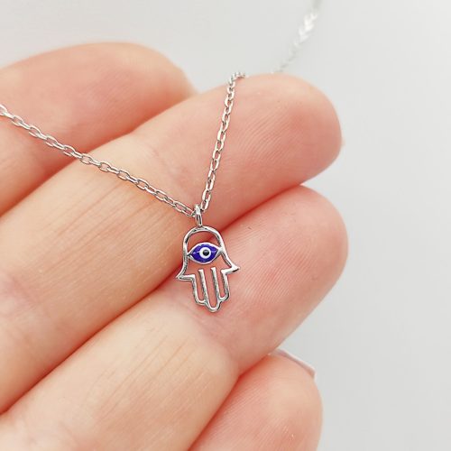 Ezüst nyaklánc Fatima keze medállal