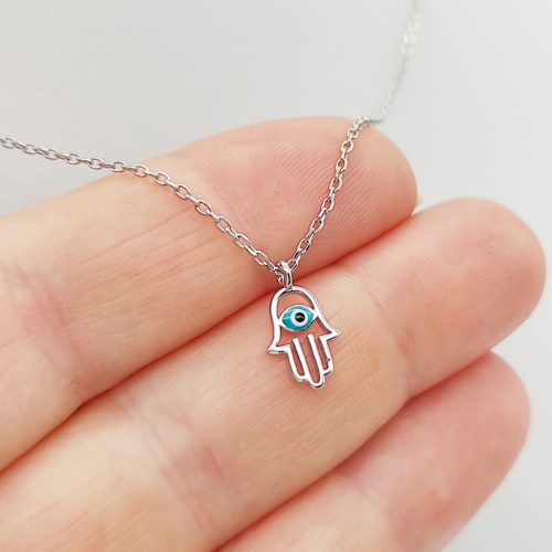 Ezüst nyaklánc Fatima keze medállal