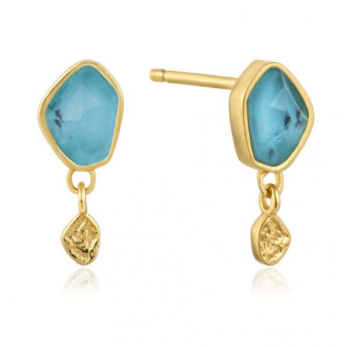 Ania Haie GOLD TURQUOISE DROP STUD fülbevaló