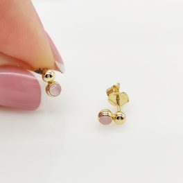 Ania Haie Gold Orb Rose Quartz Stud Fülbevaló
