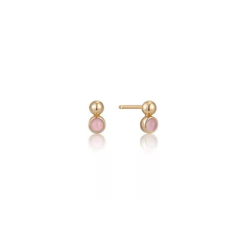 Ania Haie GOLD ORB ROSE QUARTZ STUD fülbevaló