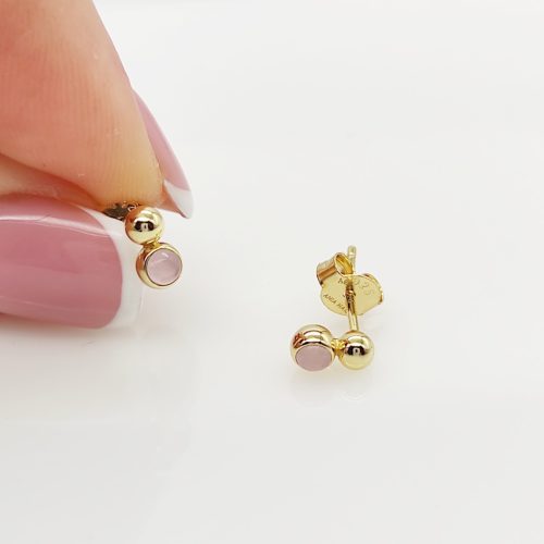 Ania Haie Gold Orb Rose Quartz Stud Fülbevaló
