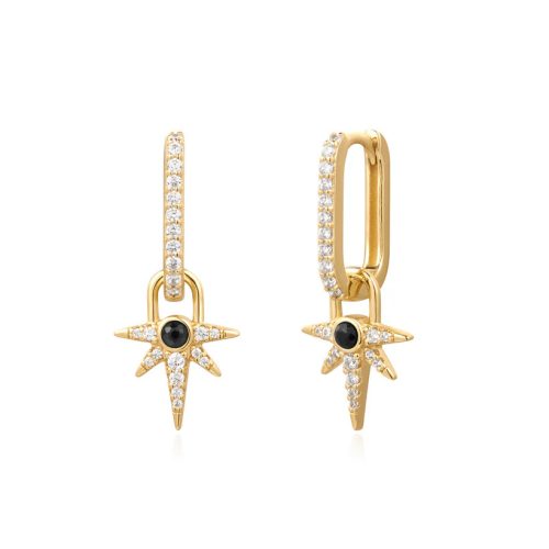 Ania Haie GOLD BLACK ONYX STAR DROP fülbevaló