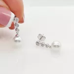 Ania Haie Silver Tennis Beaded Stone Shell Pearl Drop Fülbevaló