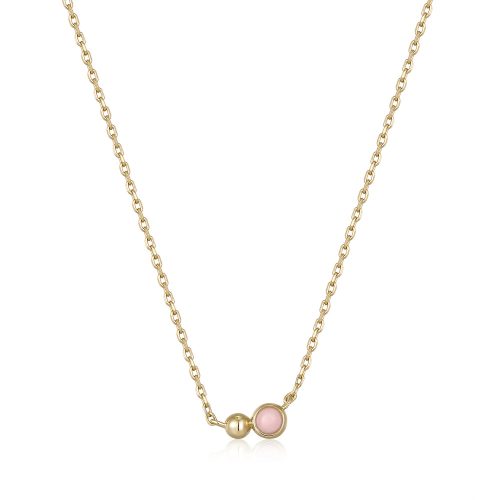 Ania Haie GOLD ORB ROSE QUARTZ PENDANT nyaklánc