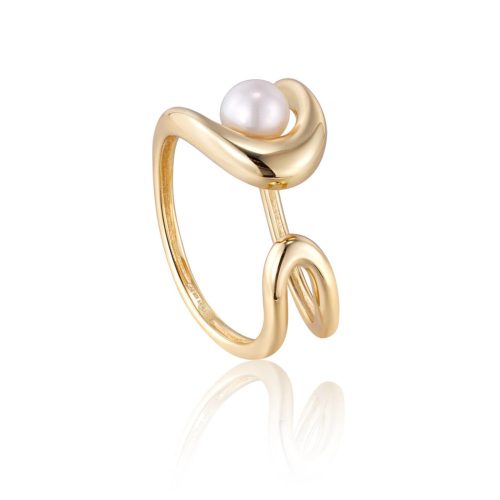 Ania Haie GOLD PEARL SCULPTED nyitott gyűrű