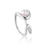 Ania Haie SILVER PEARL SCULPTED nyitott gyűrű