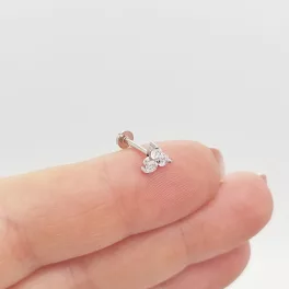 Fehér arany tripla köves piercing