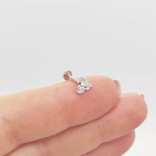 Fehér arany tripla köves piercing