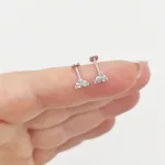 Fehér arany tripla köves piercing