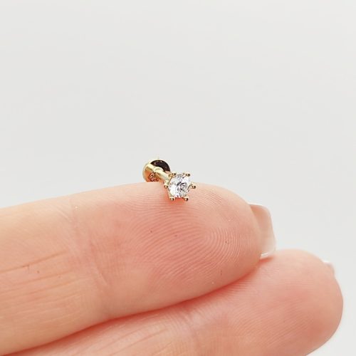 Sárga arany egy köves 6 karmos piercing