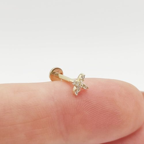 Sárga arany kis virág piercing cirkóniákkal