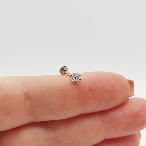 Fehér arany egy köves 6 karmos piercing