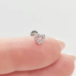 Fehér arany szív fülcimpa piercing