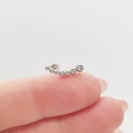 Fehér arany sorköves fülcimpa piercing