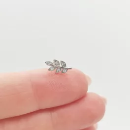 Fehér arany levél fülcimpa piercing