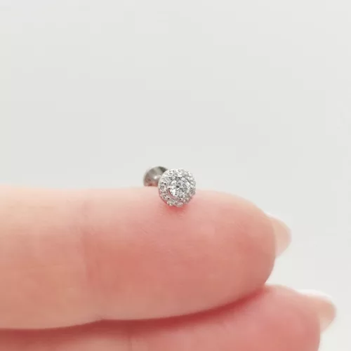 Fehér arany szikrázó köves fülcimpa piercing