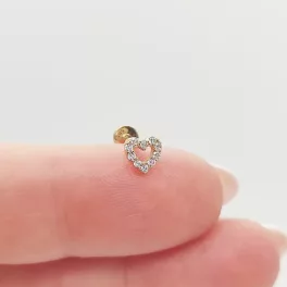 Sárga arany szív fülcimpa piercing